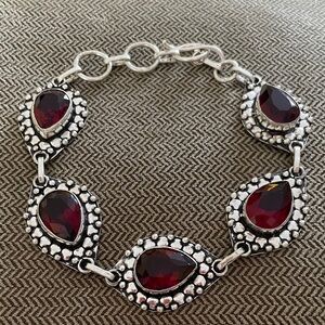 Sterling Silver Garnet Bracelet